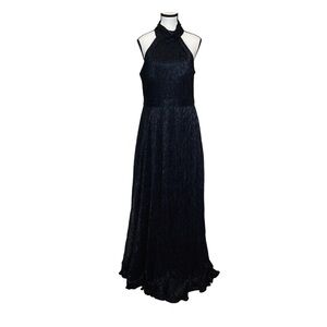 Betsy & Adam Black Sleeveless Halter Maxi Dress